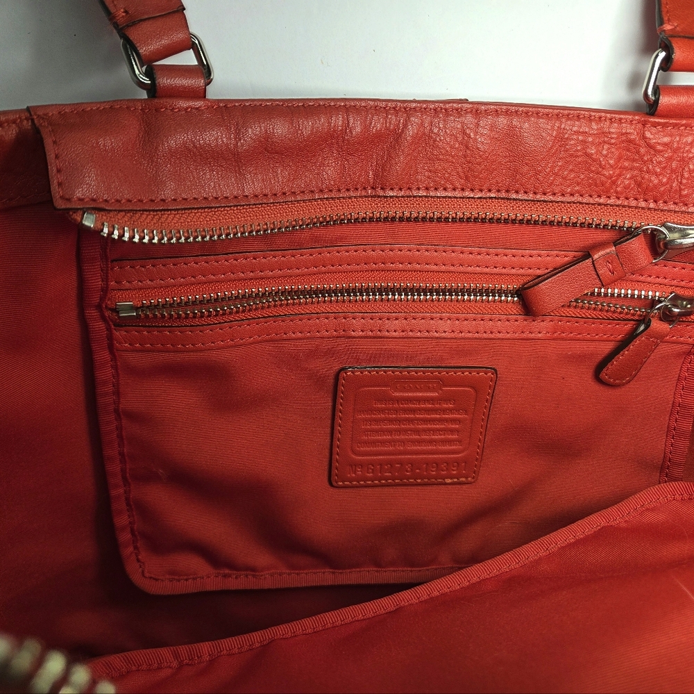 Coach Red Leather Tote Bag - Picture 7 of 13
